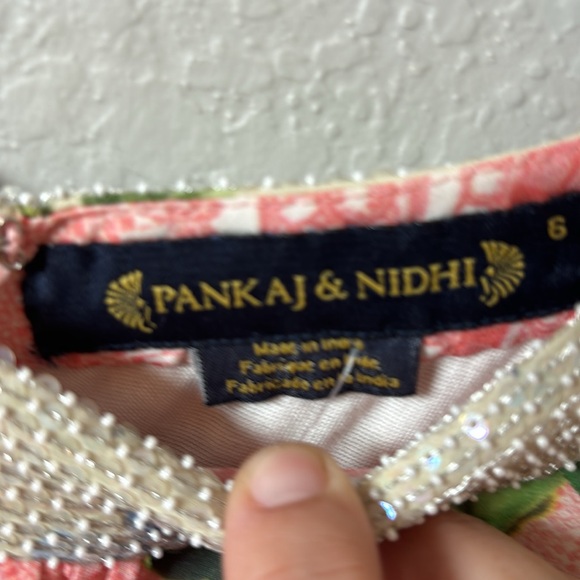 Pankaj Nidhi pink with rose handkerchief dress size 6 - Picture 2 of 6